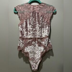 Victoria’s Secret Pink Velvet & Lace Bodysuit – Size Medium